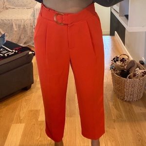 Orange Wide Leg Cropped Pants